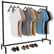 Décoshop26 - Portant à vêtements pour chambre ou dressing – acier robuste noir 150x38x120 cm 10_0008987 - acier 3000266949775