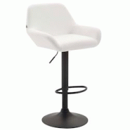 Décoshop26 - Tabouret de bar x1 repose-pieds en forme d'arc en métal noir assise en PVC blanc 10_0004545 - blanc 3000252166896 Décoshop26 - Tabouret de bar x1 repose-pieds en forme d'arc en métal noir assise en PVC blanc 10_0004545 - blanc 3000252166896