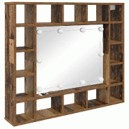 Helloshop26 - Armoire miroir LED design moderne 91 x 15 x 76 cm éclairage intégré salle de bain en bois ancien 02_0052470 - Bois massif 3000237437218