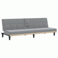 Helloshop26 - Canapé-lit avec porte-gobelets 200 x 89 x 70 cm tissu gris clair 02_0019844 - gris polyester 3001030788002