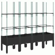 Helloshop26 - Jardinière bac lit surélevé plantes fleurs terrasse jardin avec treillis 160 x 40 x 142,5 cm PP noir 02_0038273 - 3000214203805 Helloshop26 - Jardinière bac lit surélevé plantes fleurs terrasse jardin avec treillis 160 x 40 x 142,5 cm PP noir 02_0038273 - 3000214203805
