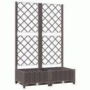 Helloshop26 - Jardinière bac lit surélevé plantes fleurs terrasse jardin avec treillis 80 x 40 x 121,5 cm PP marron 02_0038303 - 3000214192161 Helloshop26 - Jardinière bac lit surélevé plantes fleurs terrasse jardin avec treillis 80 x 40 x 121,5 cm PP marron 02_0038303 - 3000214192161