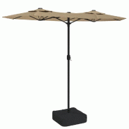 Helloshop26 - Parasol de jardin à double tête avec LED 316 x 145 cm ambiance chaleureuse finition mate en polyester taupe 02_0047395 - polyester 300