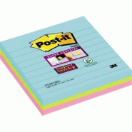 Lot de 3 blocs de Notes Super Sticky Post-it® grand format, Collection Cosmic, lignées, 101 x 101 mm, 90 feuilles/bloc (675-3SS-COS) - 675-S3M