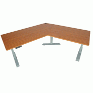 Mendler Bureau HWC-D40, table d'ordinateur, hauteur réglable électriquement à 120° ~ nature, gris - marron métal 75764+75758