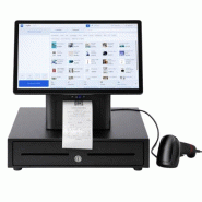 MYBE – Caisse enregistreuse tactile TPV CUBO Perimatic avec logiciel de caisse "Business" inclus, imprimante ticket intégrée, tiroir-caisse et sca