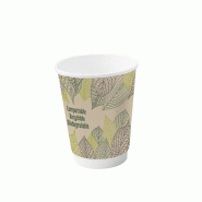 Nvase ECOLOMIQUE - 6 Pcs - Gobelet carton laminé PLA double paroi - 340 ml, Ø9 cm, Hauteur: 11 cm - marron en carton NVS8NPGCDW121