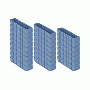 PROREGAL 24x Bac à étagères 500 SN avec étiquette & capot de protection | HxLxP 9x11,7x50cm, 3,5L | Bac à bec - bleu plastique RMK36-31