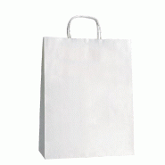Sac kraft blanc poignées torsadées 24+10x31cm - par 200