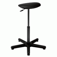 Tabouret avec patins - Piétement en tube d'acier - Réglable en hauteur de 59 à 80,5 cm - Assise en simili cuir noir