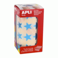 Apli 1416 gommettes étoiles, diam. 19,5 mm, en rouleau, coloris bleu métallisé - 8410782120520