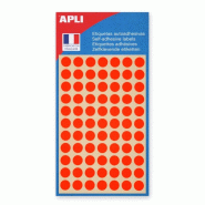 Apli Lot de 5 Etui de 385 pastilles adhésives orange fluo, diam. 8 mm (5 feuilles / cdt) - 3270241118513