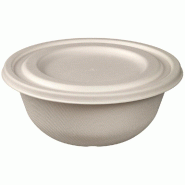 Couvercle pour bol Ming réf 39069 bagasse blanche Ø19,7,8x1cm - par 400