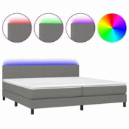 Décoshop26 - Lit 200x200 cm avec sommier, tête de lit réglable, matelas, surmatelas et LED - tissu gris foncé TDL0208312 Décoshop26 - Lit 200x200 cm avec sommier, tête de lit réglable, matelas, surmatelas et LED - tissu gris foncé TDL0208312
