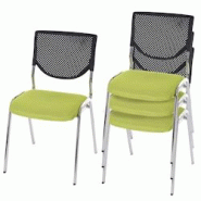 Décoshop26 - 4x chaises visiteur fauteuil de bureau sans roulettes chaise de conférence empilable tissu vert pieds chromés 04_0000551 - 3000040232697 Décoshop26 - 4x chaises visiteur fauteuil de bureau sans roulettes chaise de conférence empilable tissu vert pieds chromés 04_0000551 - 3000040232697
