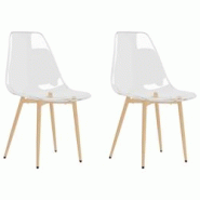 Décoshop26 - Set de 2 chaises de salle à manger design moderne en PET transparent et métal DEC025587 - 3000255329724 Décoshop26 - Set de 2 chaises de salle à manger design moderne en PET transparent et métal DEC025587 - 3000255329724