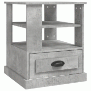 Décoshop26 - Table d'appoint avec tiroir et étagères 50 x 50 x 60 cm bois d'ingénierie gris DEC032459 - gris Bois massif 3000258993519
