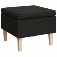 Décoshop26 - Tabouret assise repose-pieds avec pieds en bois et tissu noir DEC026312 - Bois massif 3000255745821