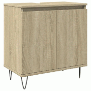 Helloshop26 - Armoire de bain chêne sonoma 58 x 33 x 60 cm grand espace de rangement style industriel en bois chêne sonoma 02_0049717 - Bois massif