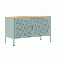 Oviala Business Buffet moderne 2 portes L100 cm en métal vert sauge - vert acier 113981