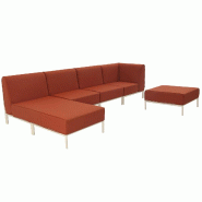 Oviala Business Salon de jardin bas modulable uni 5 places terracotta Oviala 360 x 153 x 78 cm - rouge polyester 115941