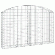 Panier de gabions clôture cage mur de soutènement arqué 200 x 30 x 120/140 cm fer galvanisé Argent 02_0039995 - métal 3000218901066