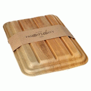 PAPSTAR 10 Plateaux, feuille de palme "pure" 2 parties 400 ml 5,5 cm x 17,5 cm x 25,5 cm avec couvercle et banderole - Matériau naturel 88539