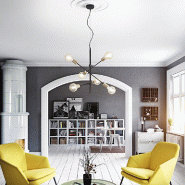 PERENZ Lustre suspendu de style industriel Vector en métal noir mat 6xE27 - noir 8023559511072