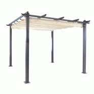 Pergola aluminium toile retractable 3 x 3 m - ecru - tonnelle auvent Pergola aluminium toile retractable 3 x 3 m - ecru - tonnelle auvent