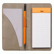 RHODIA 211002C - Livret Porte-Bloc et Porte-Documents N°11 Taupe - pour Bloc-Notes ou Carnets de Format A7 (7,4x10,5 cm) - Simili Cuir Italien Premiu