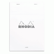 RHODIA Lot de 10 Bloc N°16 blanc format 148x210 / A5, 80 feuilles 80 g/m² agrafées, ligné + marge - 3037920166018