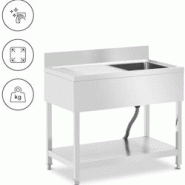 Royal Catering - Royal Catering RCGS-1B100D6 Évier 1 bac de 400 x 400 x 250 mm avec étagère supplémentaire en acier inoxydable - inox 4062859232137 Royal Catering - Royal Catering RCGS-1B100D6 Évier 1 bac de 400 x 400 x 250 mm avec étagère supplémentaire en acier inoxydable - inox 4062859232137
