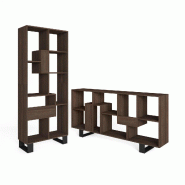 SKRAUT HOME Étagère Bibliothèque, 174x67x31, Design industriel, Chêne foncé - marron Bois manufacturé 609_13