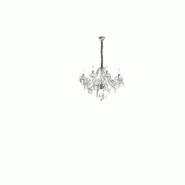 Suspension en verre transparent série 6818, lustre classique à 8 lumières avec douille E14, hauteur réglable 150 cm, coloris gris velours - Perenz