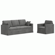 Canapé 2 pcs Gris foncé 198 x 78 x 80 cm Velours Modèle Apex Panorama Ligne - Matériau naturel 8721364374836