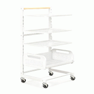 COSTWAY Chariot Roulant 4 Étagères, Chariot de Service avec Étagères Réglables, Chariot de Cuisine avec Roulettes et Poignée - blanc VL32468IT