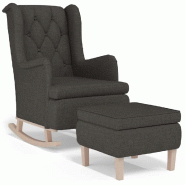 Décoshop26 - Fauteuil lounge design moderne avec pieds à bascule et repose-pieds en tissu gris foncé DEC026829 - gris 3000256030025