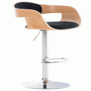 Décoshop26 - Tabouret de bar chaise haute avec repose-pied design moderne bois et tissu noir 10_0000677 - noir 3000749369601