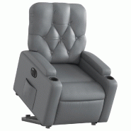 Fauteuil inclinable électrique gris similicuir Modèle Avaris - 8721012172777