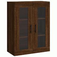 Helloshop26 - Armoire murale élégante grande capacité rangement 69 x 34 x 90 cm en bois d'ingénierie chêne marron 02_0048646 - marron verre 30002