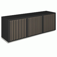 Meuble Vertigo T03 6 tiroirs à l'anglaise MDF naturel et noir 180x47x60 cm
