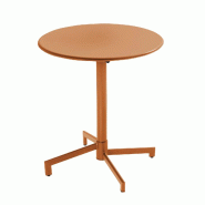 Oviala Business Table de terrasse ronde bistrot avec plateau rabattable caramel - marron acier 114289