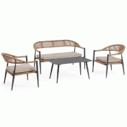 Salon Jandia anthracite SA26/naturel avec  accoudoirs