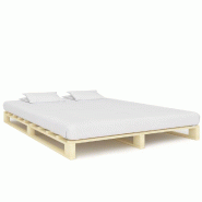 VidaXL Cadre de lit de palette sans matelas 200x200 cm bois massif pin Modèle Zermonis - Bois massif 285240