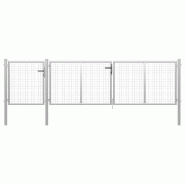 Vidaxl portail de jardin acier 400 x 75 cm argenté 144346