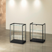 Vitrine T-Métal comptoir 75x45xH95cm 2 bandes LED verticales - noir