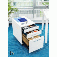 Caisson mobile pour dossiers suspendus - MDD - 3 tiroirs, Blanc pastel_0