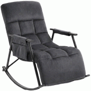 CLP Fauteuil a bascule Elara Velours HBT: 66x61x100 cm Gris foncé Velours - gris textile 328555