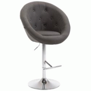 CLP Tabouret de bar London V2 en tissu avec Pied et Repose-pieds en métal Gris foncé/Chrome - gris textile 319390 CLP Tabouret de bar London V2 en tissu avec Pied et Repose-pieds en métal Gris foncé/Chrome - gris textile 319390