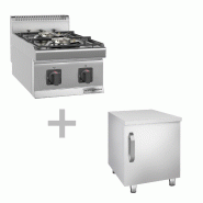 Cuisinière à gaz - 7 kW - 2 brûleurs - incl. Soubassement avec 1 porte  - Mario 600 | GGM -GHK46-E-UBK46-E